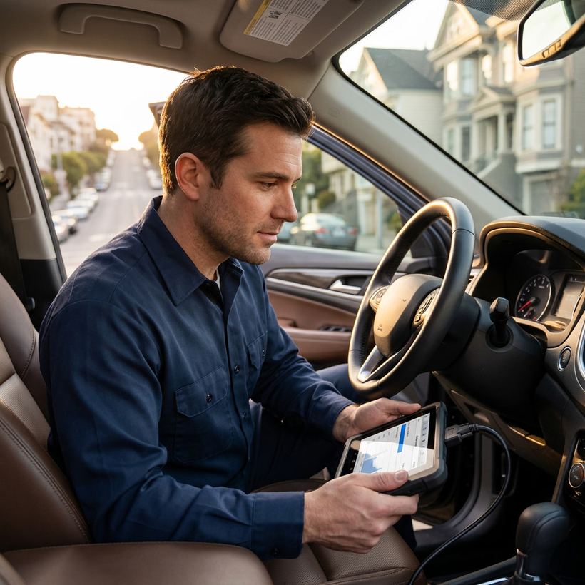 Key programmer device connected to a car's OBD-II port